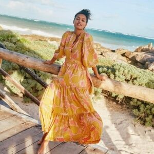 Boden Ava Tiered Maxi Dress 12P